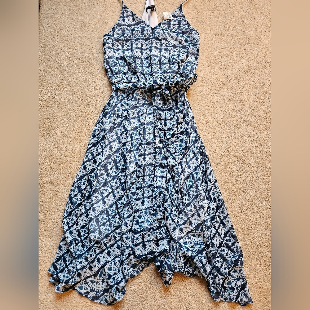 Banana Republic Blue and White Printed Midi Dress